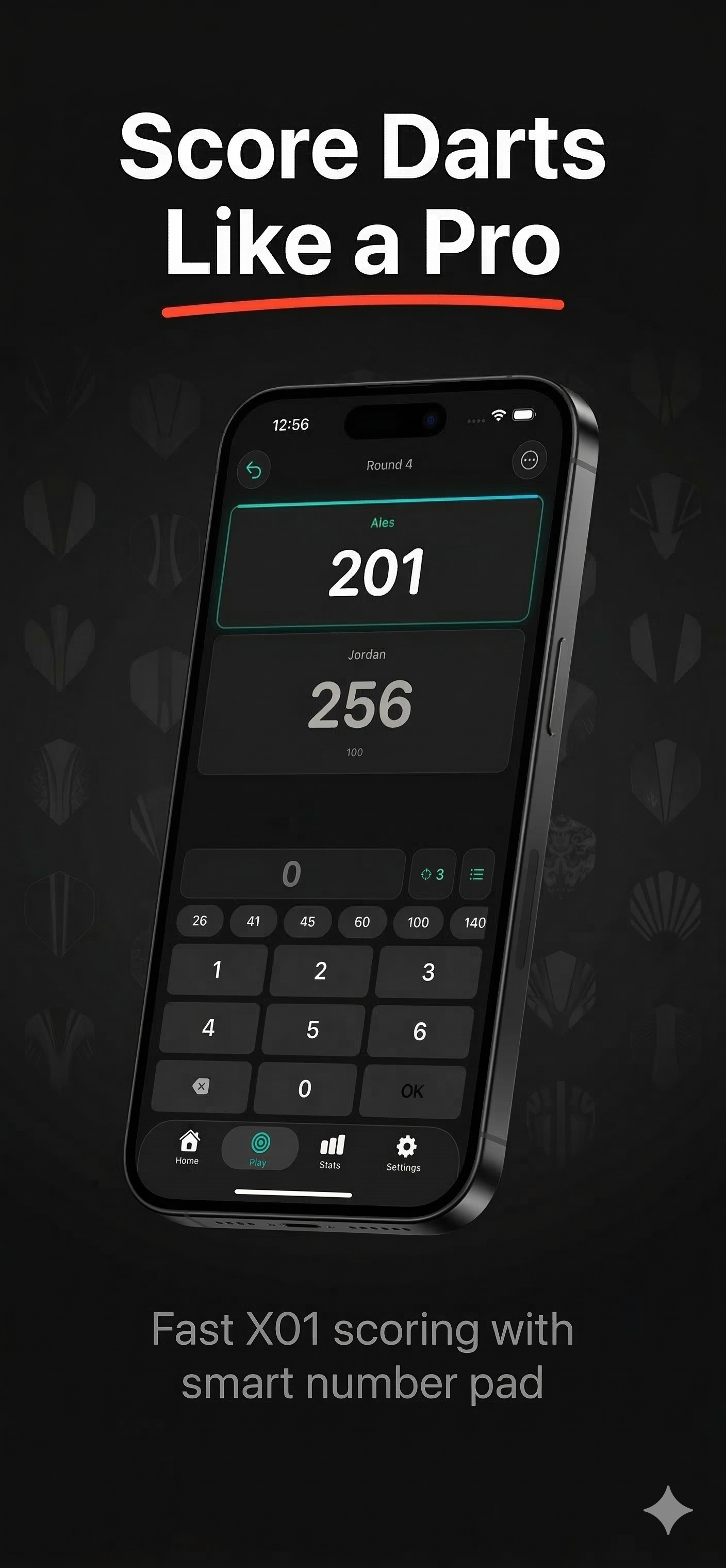 Oche darts scoring app — X01 game in progress on iPhone
